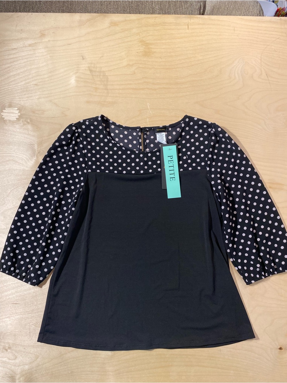 Espresso Black Polka Dot Sleeve Blouse PXL (RV) - Picture 4 of 9